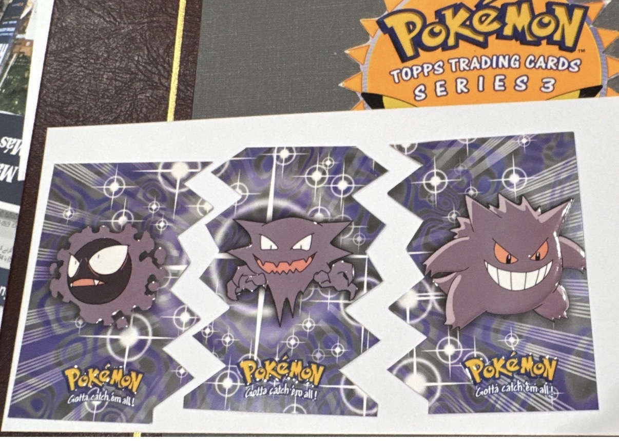 Gastly, Haunter, and Gengar Topps Series 3 die-cut evolution line